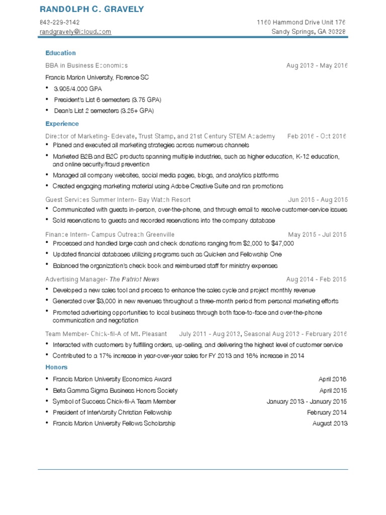 BBA in Business Economics Resume | PDF | Career & Growth