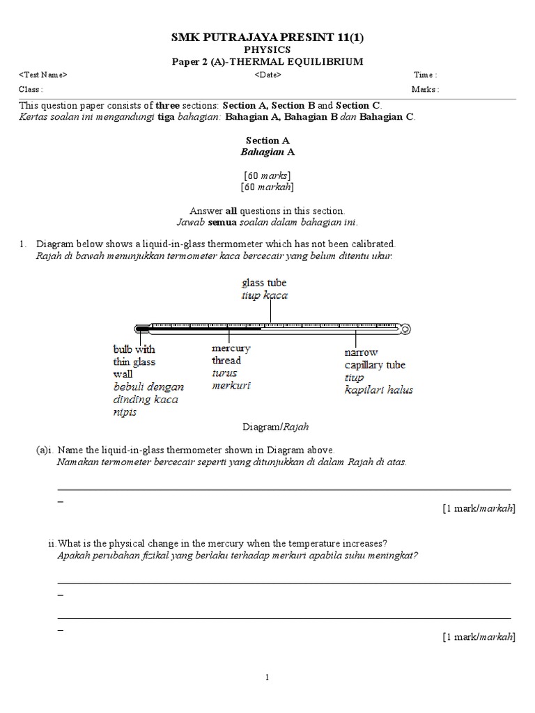 Soalan p2 A - Thermal Equilibrium | PDF