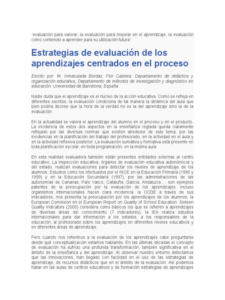 Estrategias de Evaluación del Aprendizaje | PDF | Evaluación | Aprendizaje