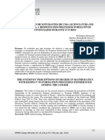 As Percepções de Estudantes de Uma Licenciatura em Matemática A Respeito Dos Processos Formativos Vivenciados Durante o Curso