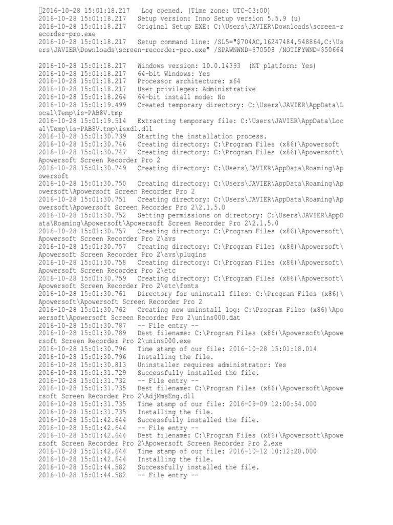 Setup Log 2016-10-28 #001 | PDF | Filename | Microsoft Windows