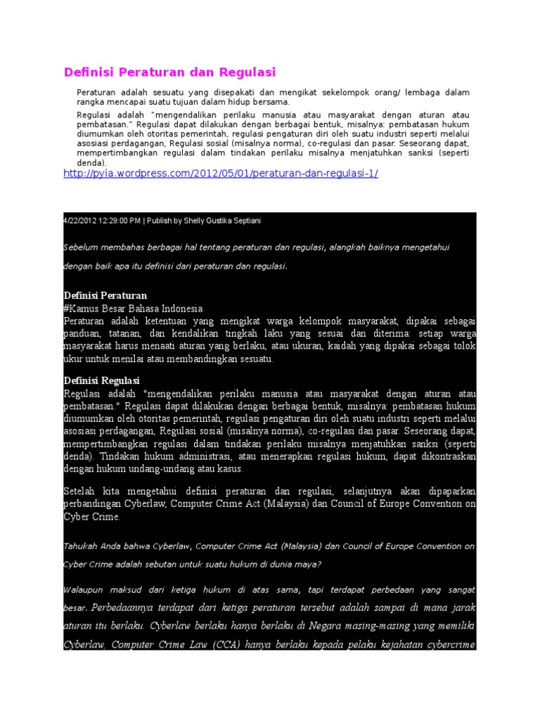 Definisi dan Perbandingan Regulasi Hukum | PDF | Hukum