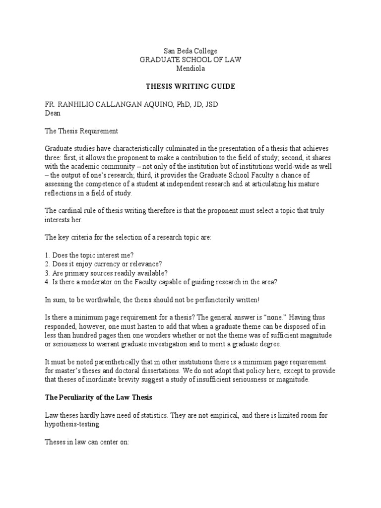 Thesis Writing Guide From San Beda Download Free Pdf Thesis