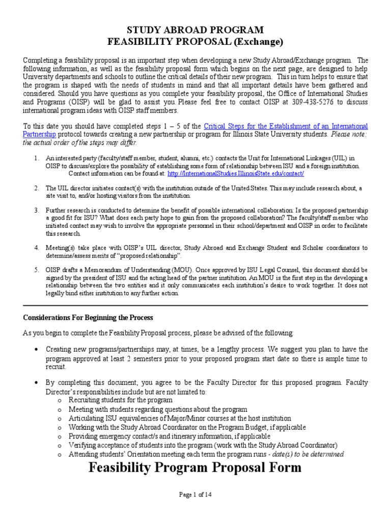 Feasibility Proposal Template v2012 - Exchange | PDF | Graduate School ...