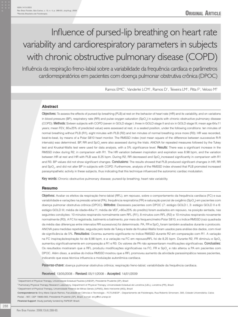 Pursed Lips Breathing and CHF PDF Heart Rate Respiratory System