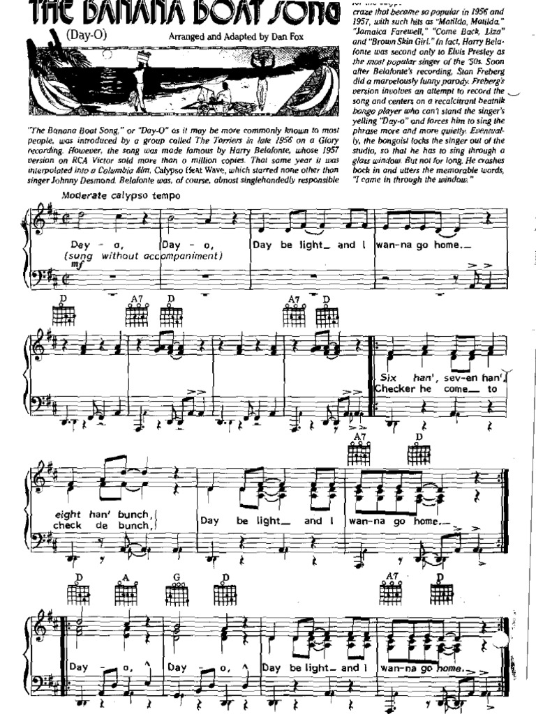 Belafonte Banana Boat Song PDF