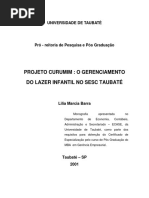 Projeto Curumim - o Gerenciamento Do Lazer Infantil No Sesc Taubaté