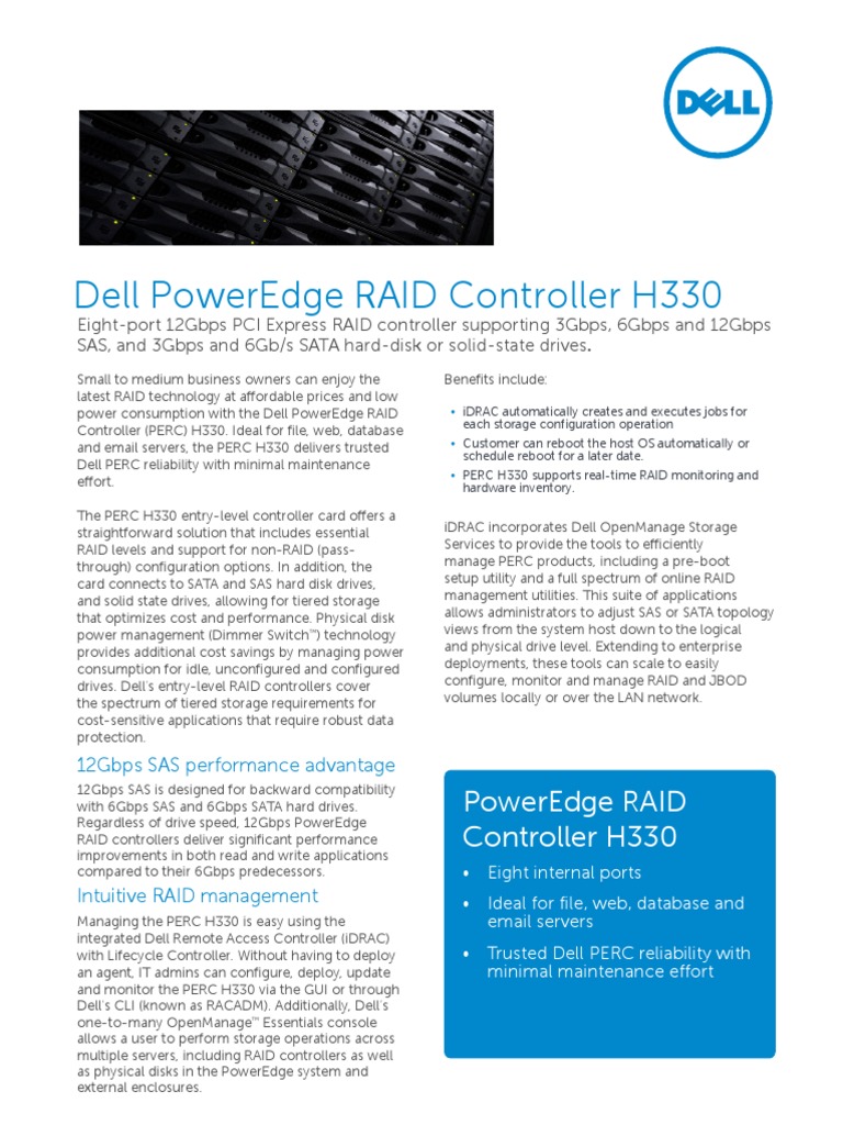 Dell PowerEdge RAID Controller H330 | PDF | Solid State Drive | Hard ...