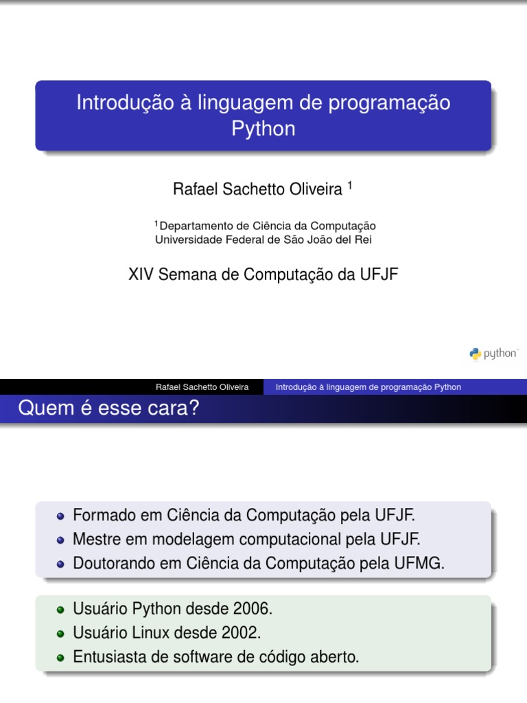 Apresentacao PDF | PDF | Python (linguagem de programação) | Linguagem ...