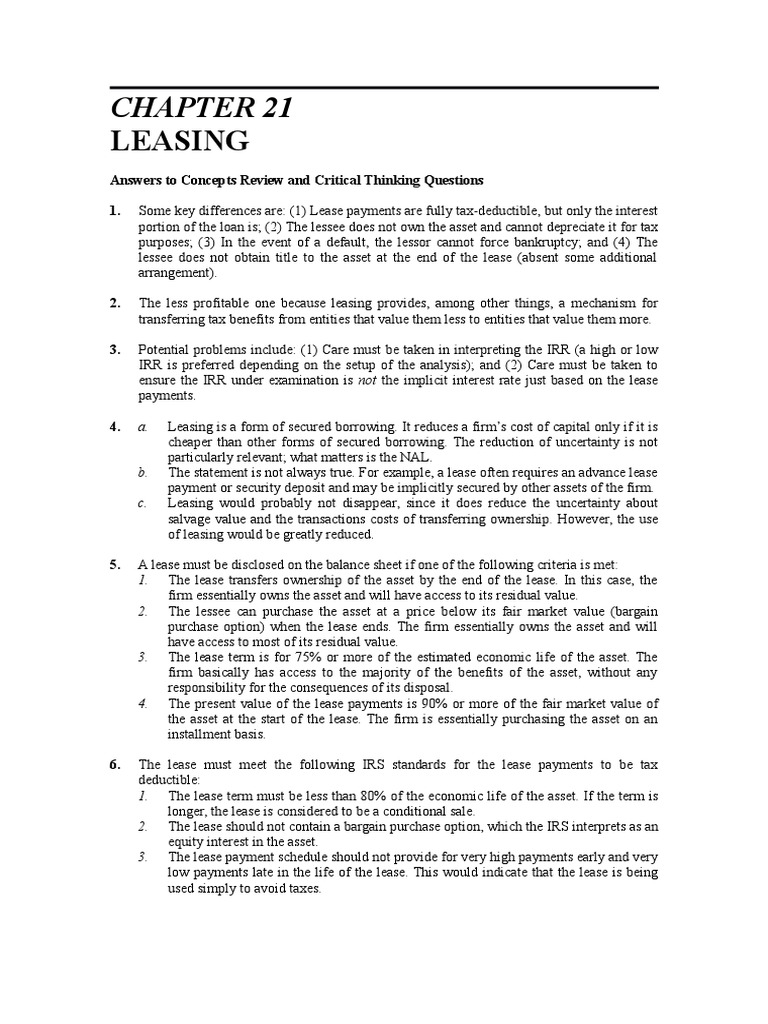 Leasing Concepts and Tax Implications | PDF | Business