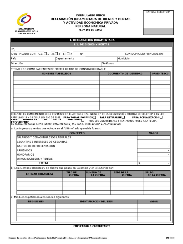 Formato de bienes y rentas pdf