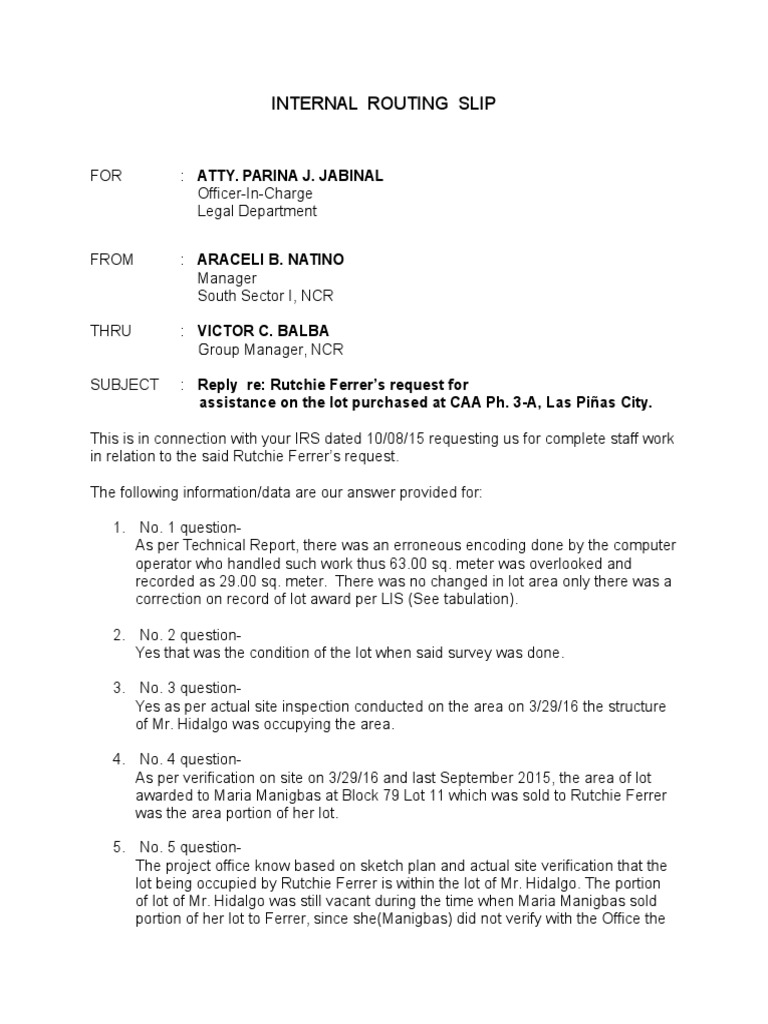 Internal Routing Slip Sample PDF