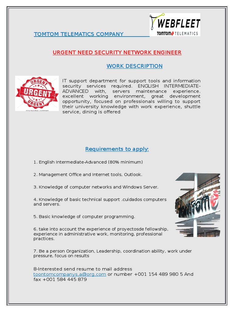Security Network Engineer Job at TomTom | PDF