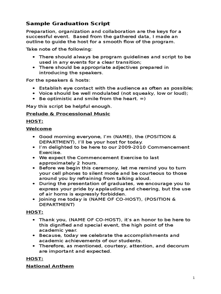 Sample Graduation Script | PDF | Ceremonies | Further Education