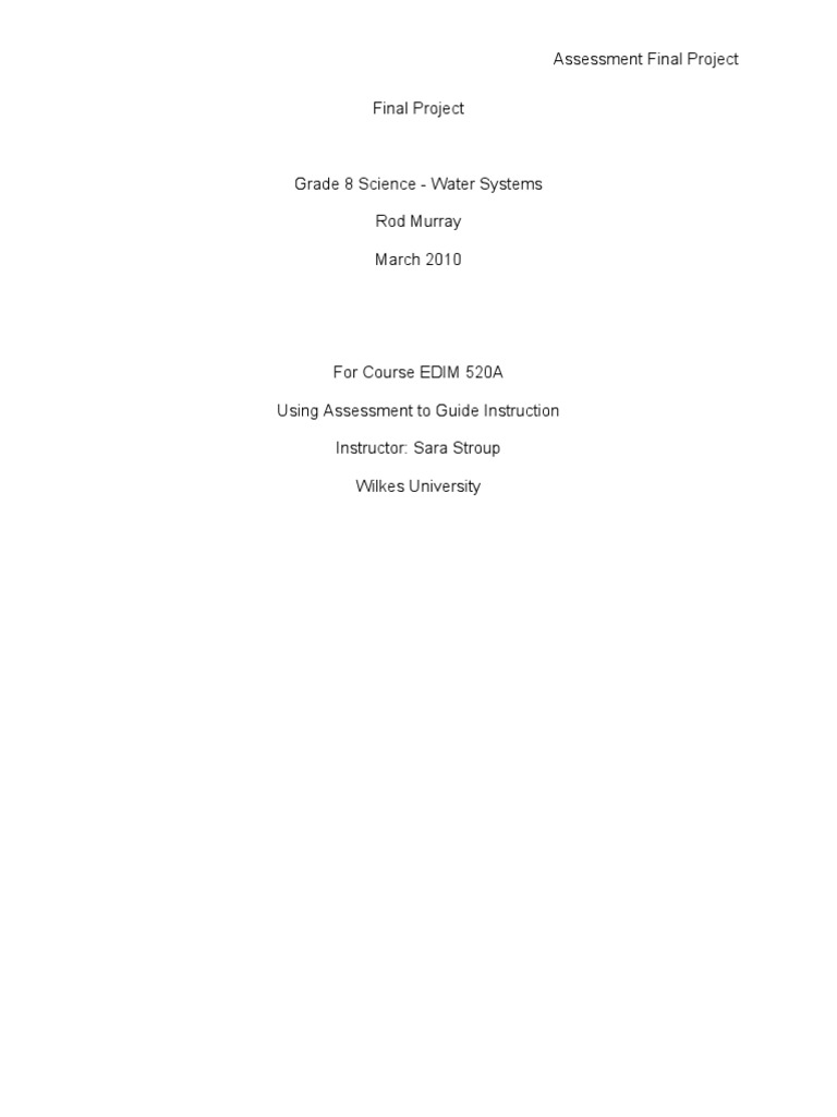 Murray U07a1 Final Project | PDF | Rubric (Academic) | Experiment