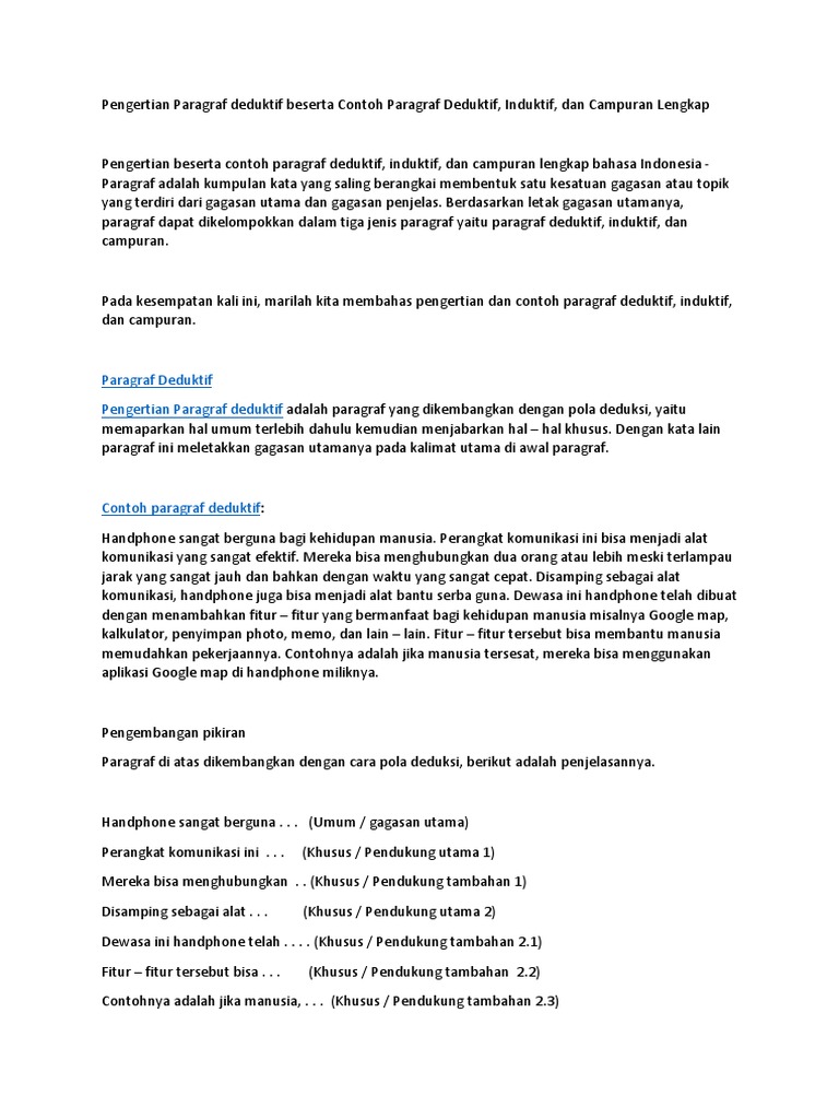 Pengertian Paragraf Deduktif Beserta Contoh Paragraf Deduktif