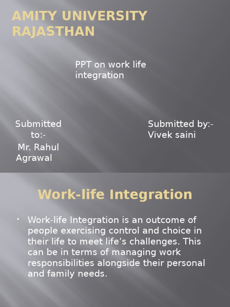 Work Life Integration | PDF