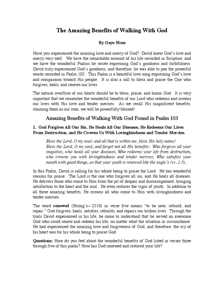 The Amazing Benefits of Walking With God PDF Mercy