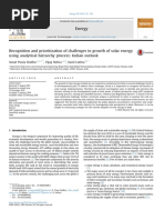 Recognition and Prioritization of Challenges in Growth of Solar Energy Using Analytical Hierarchy Process