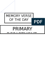 Memory Verse of The Day: Primary Department