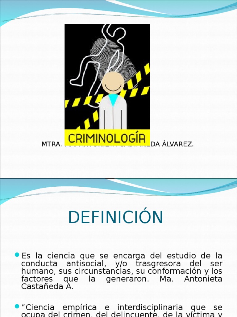 Criminologia HISTORIA Criminología Delito