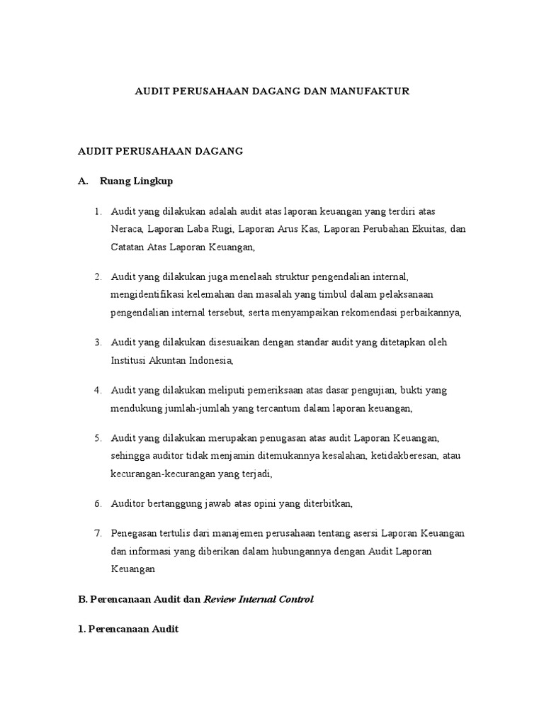 Audit Perusahaan Dagang Dan Manufaktur