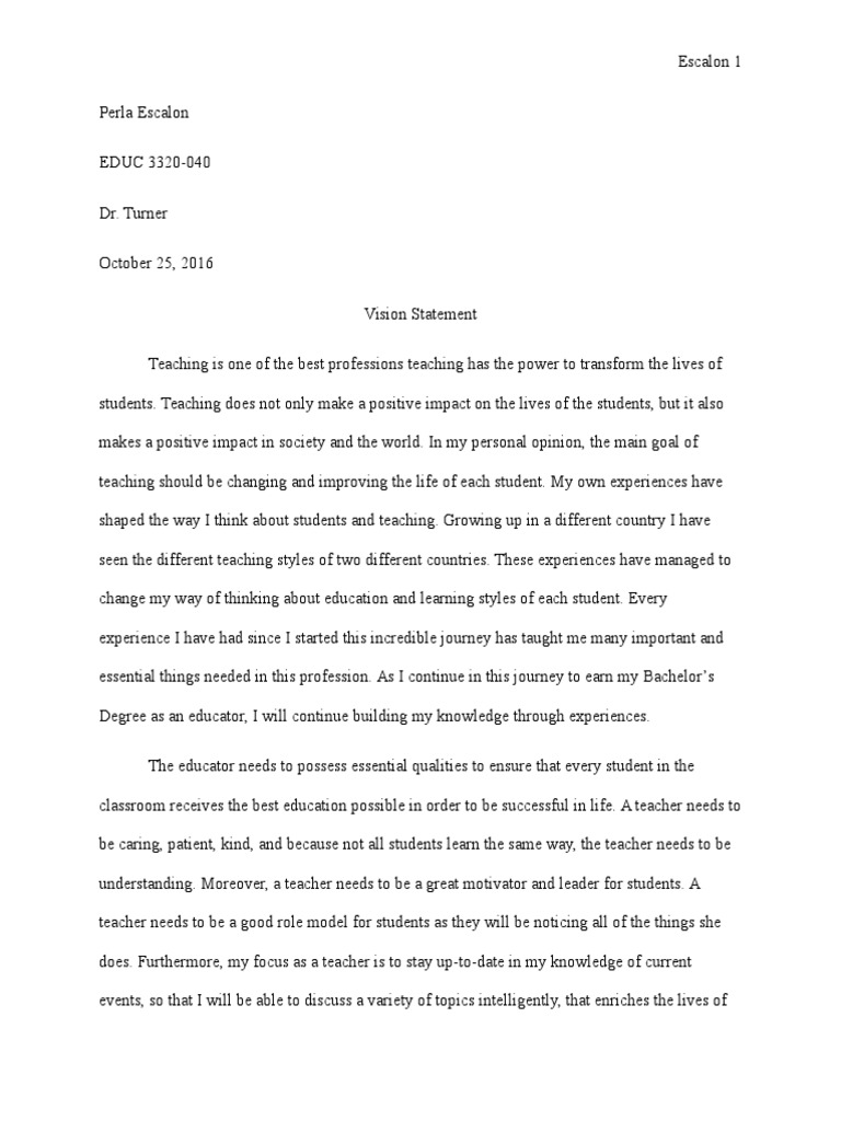 Vision, mission and core values essay image