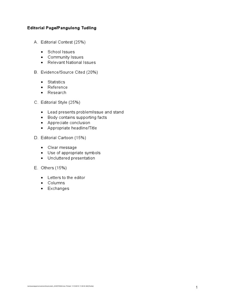Editorial Contest Guidelines and Criteria | PDF | Social Science | Art