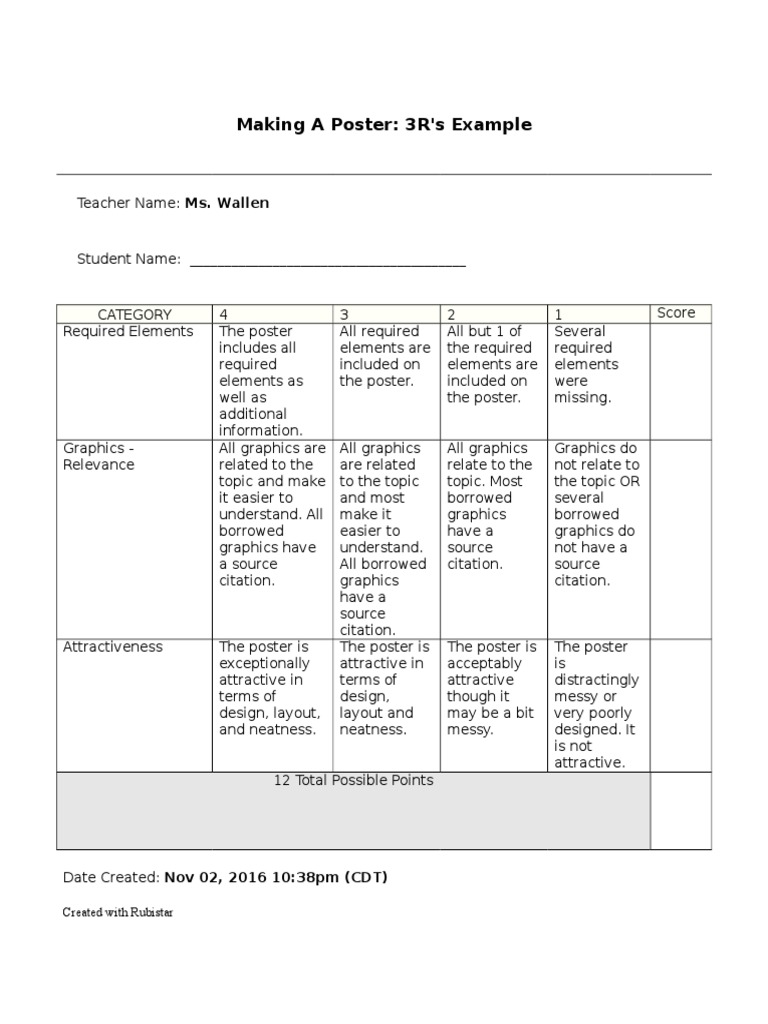 Poster Creation Guide: 3R's Criteria | PDF