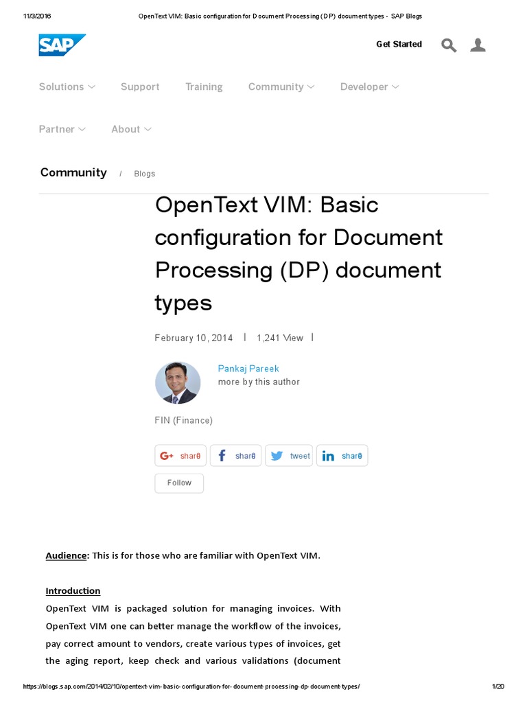 OpenText VIM - Basic Configuration For Document Processing (DP ...