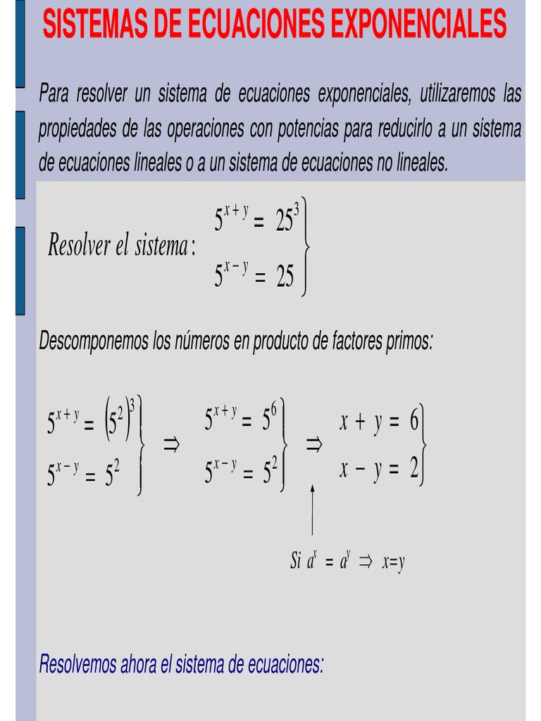 Resolver Sistemas de Ecuaciones Exponenciales | PDF | Métodos y ...