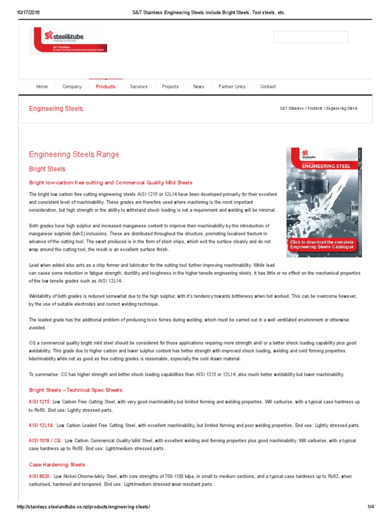 S&T Engineering Steels Range | PDF | Steel | Strength Of Materials
