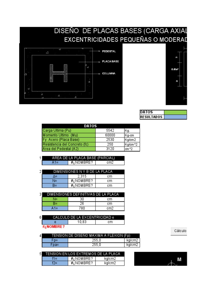 Excel para El Diseño de Placas Bases Carga Axial Momento | PDF