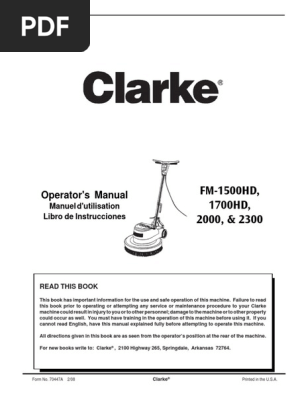 Clarke Fm 1700 2000 2300 Operatorsmanual Fm Electrical Connector