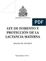 Ley de Fomento Y Protección de La Lactancia Materna: República de Honduras