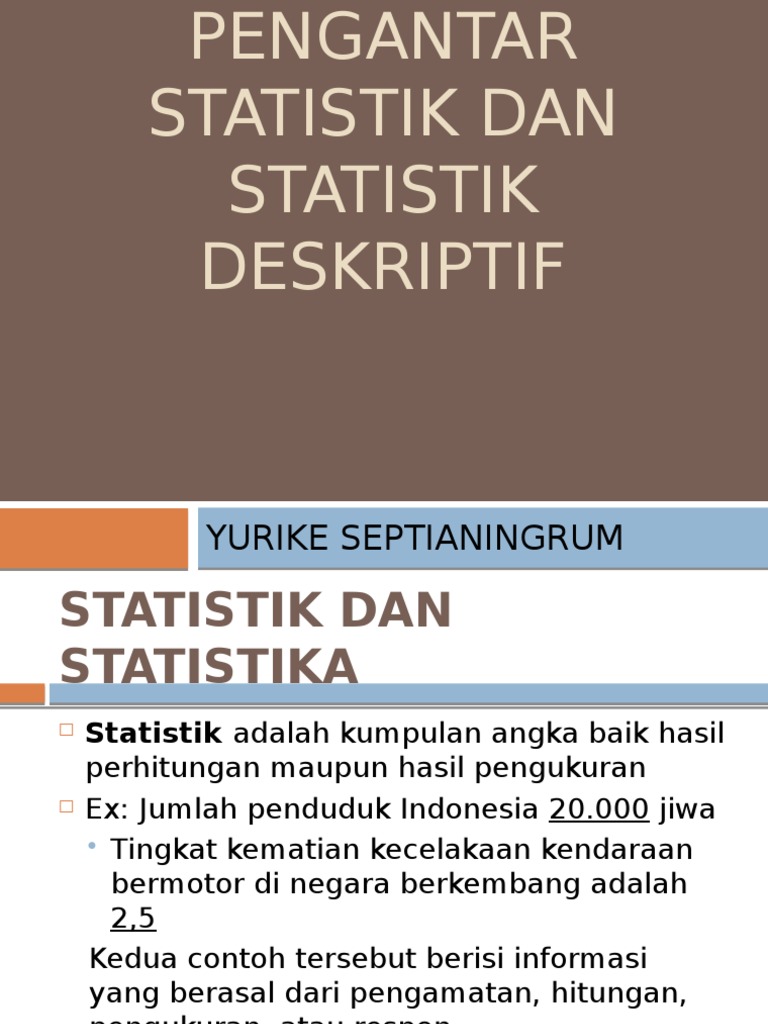 Pengantar Statistik Dan Statistik Deskriptif | PDF