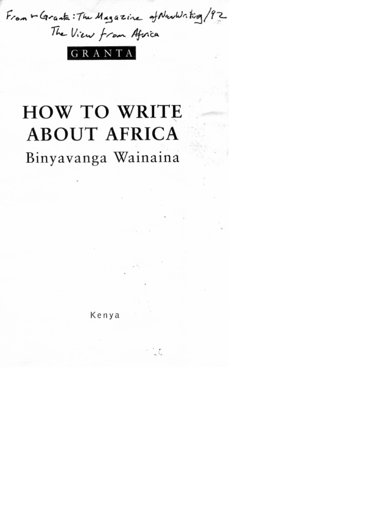 How To Write About Africa (Binyavanga Wainaina) PDF | PDF