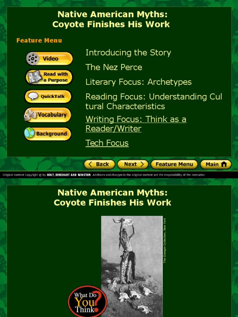 Native American Myths: Coyote Finishes His Work | PDF | Nez Perce