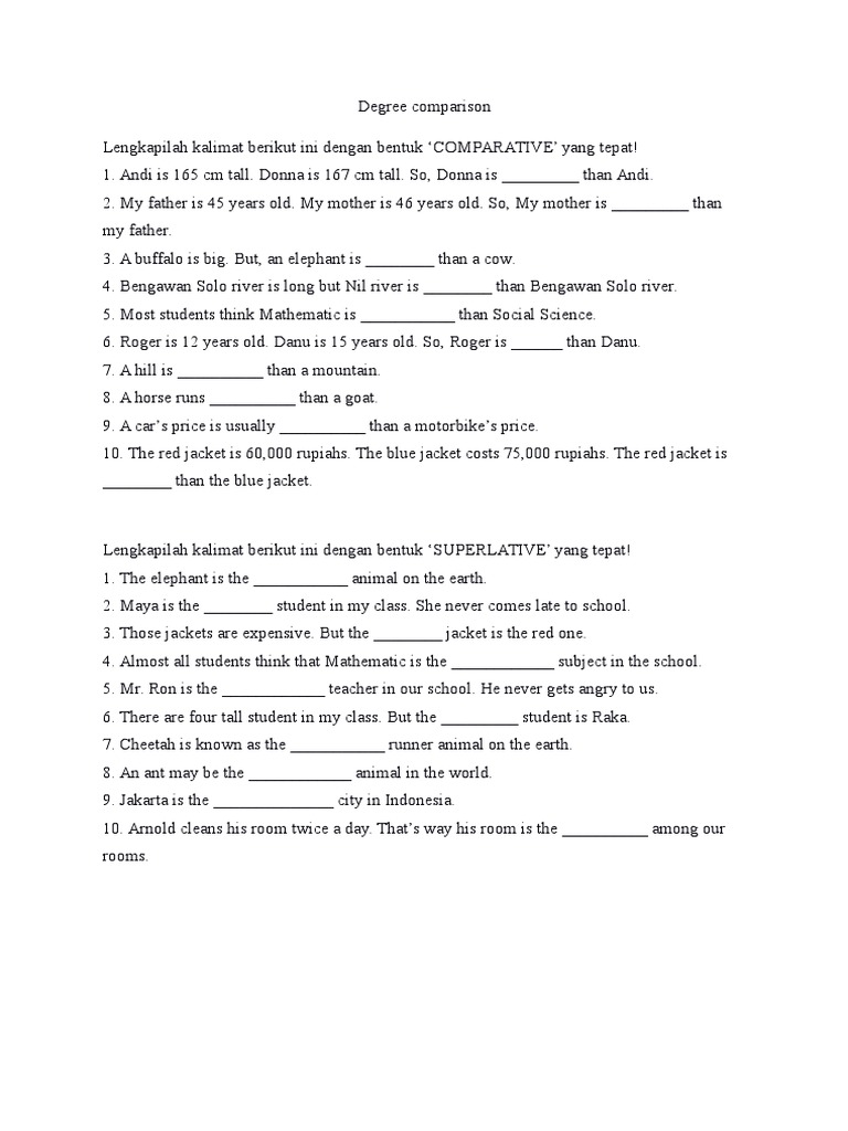 Degree Comparison | PDF | Language Arts & Discipline | Foreign Language ...