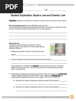 Student Exploration: Boyle's Law and Charles' Law