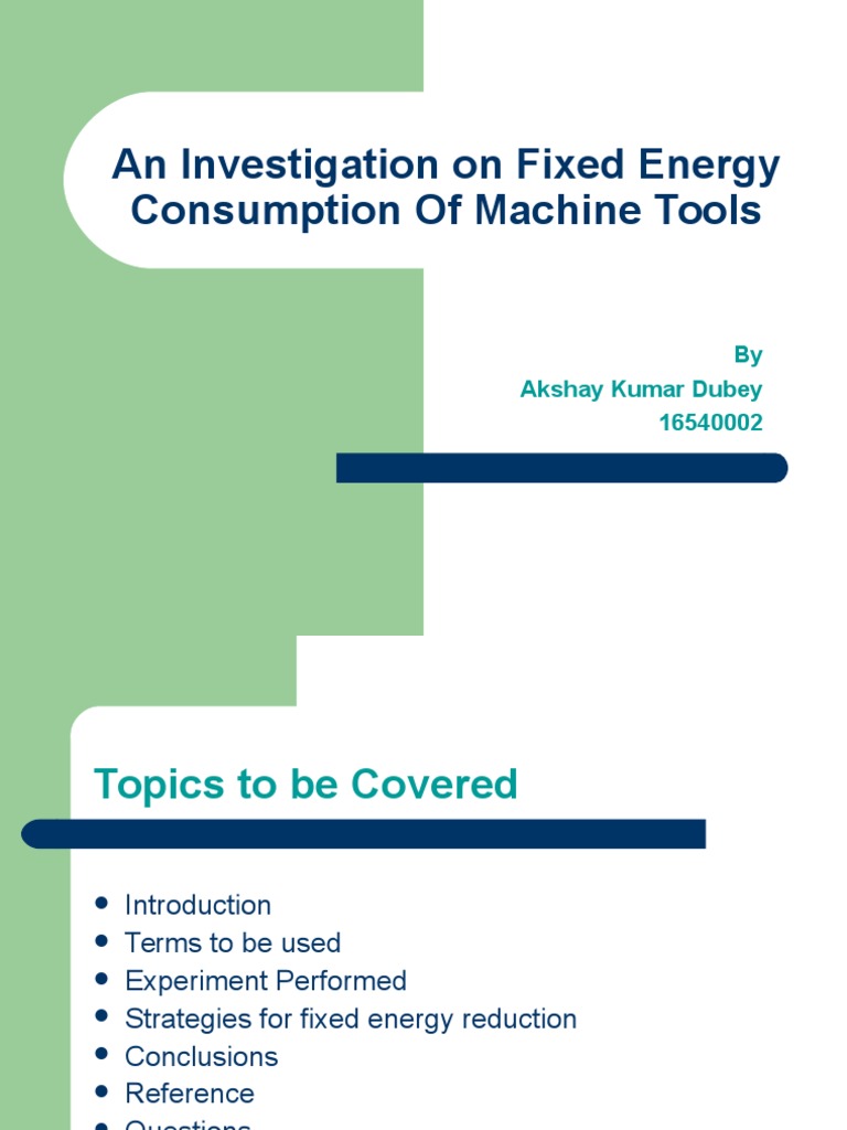 An Investigation On Fixed Energy Consumption of Machine Tools | PDF ...