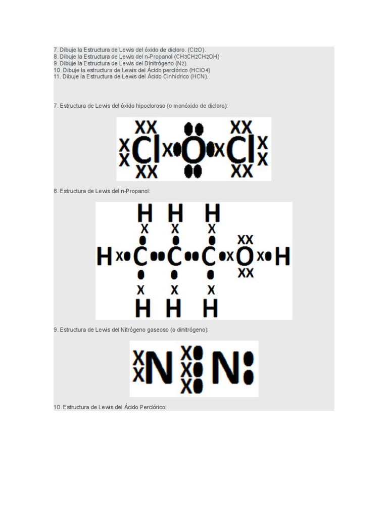 Ejercicios Modelos De Lewis Moleculas Enlace Quimico