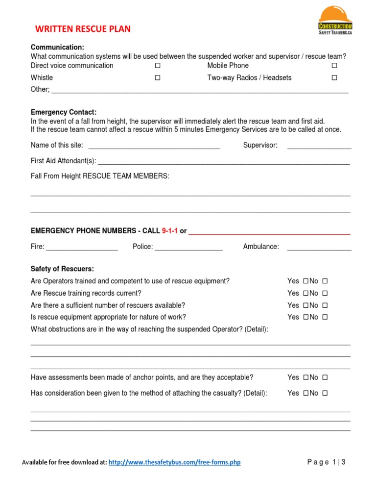 Work at Height Rescue Plan | PDF | First Aid | Emergency
