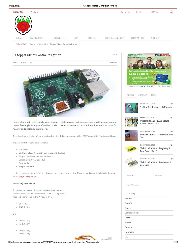 Stepper Motor Control in Python | PDF