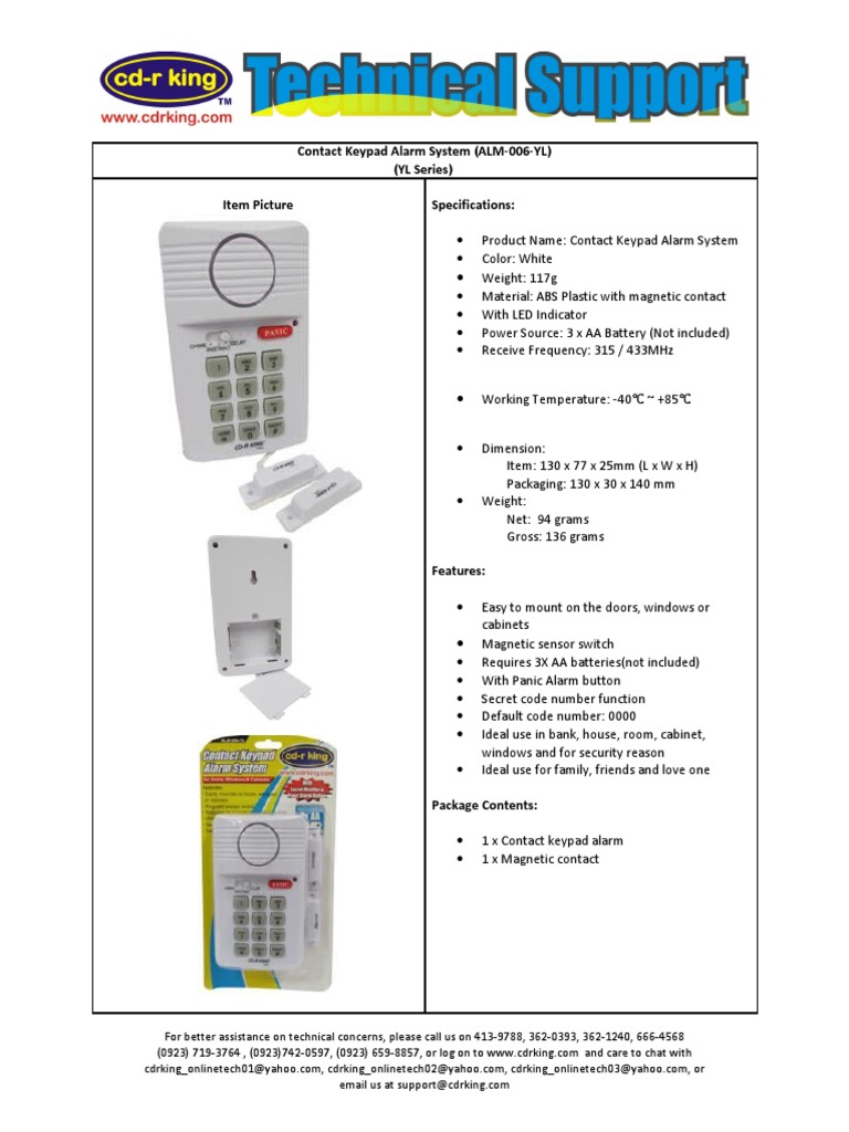 (ALM-006-YL)_Contact Keypad Alarm System | Electrical Engineering |  Manufactured
