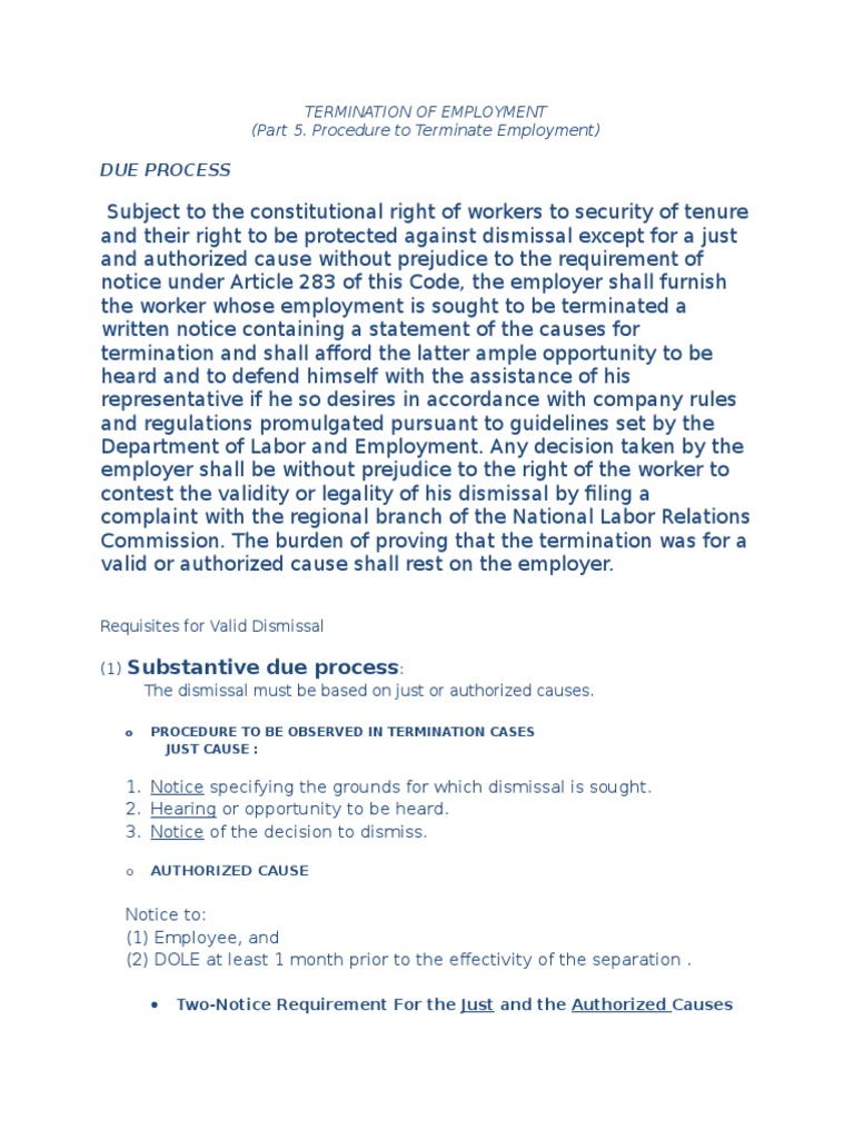 Termination of Employment Word | PDF | Due Process Clause | Right 