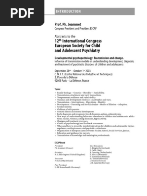 12th International Congress Pdf Psychotherapy Psychopathology