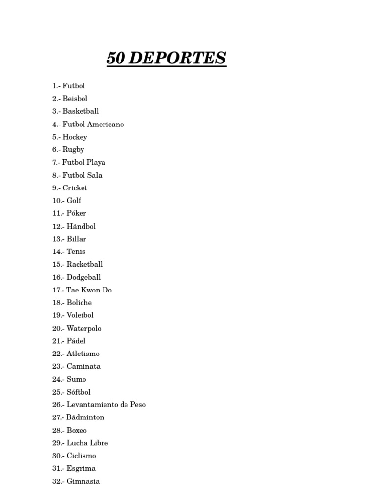 ¿Cuáles son los 25 deportes