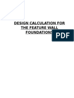 Feature wall foundation design calculations