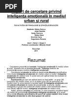 Raport de Cercetare Privind Inteligenta Emotionala